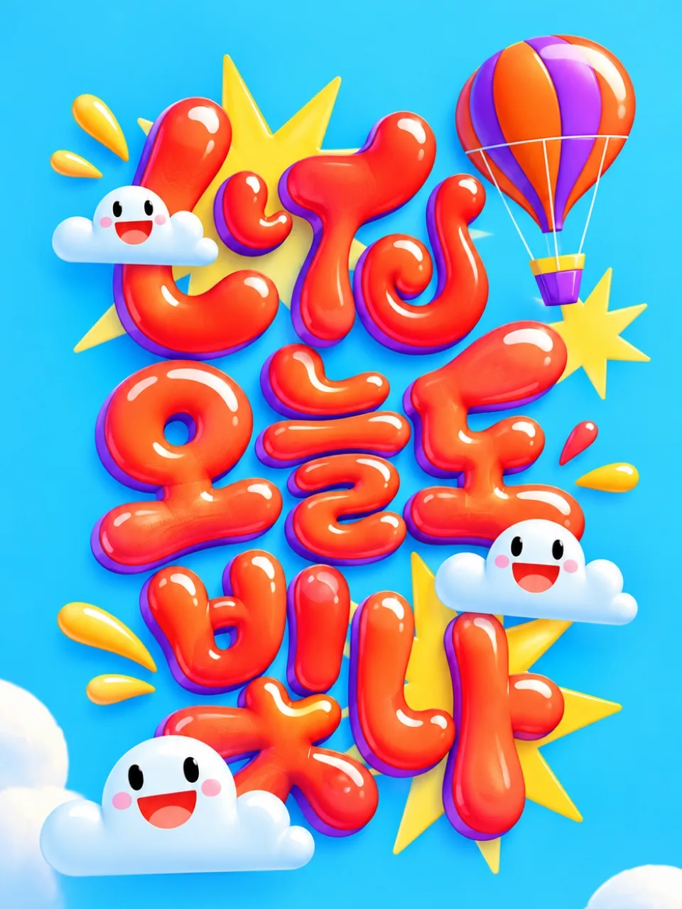 하늘색 배경에 빨간색 젤리 글씨로 쓴 같이 오늘도 빛나